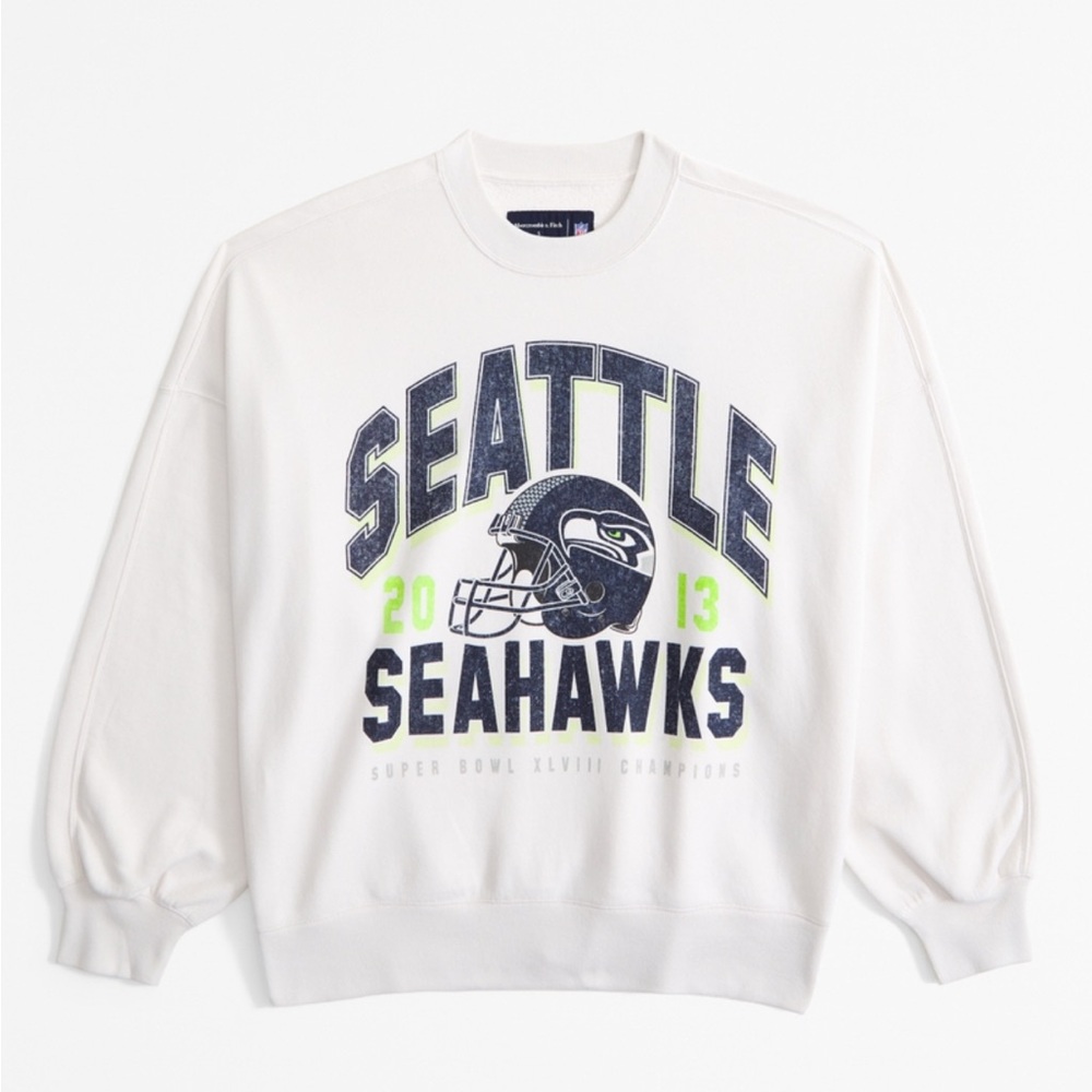 Brand New NFL White Crew Neck Seattle Seahawks Sweater - Picture 2 of 3